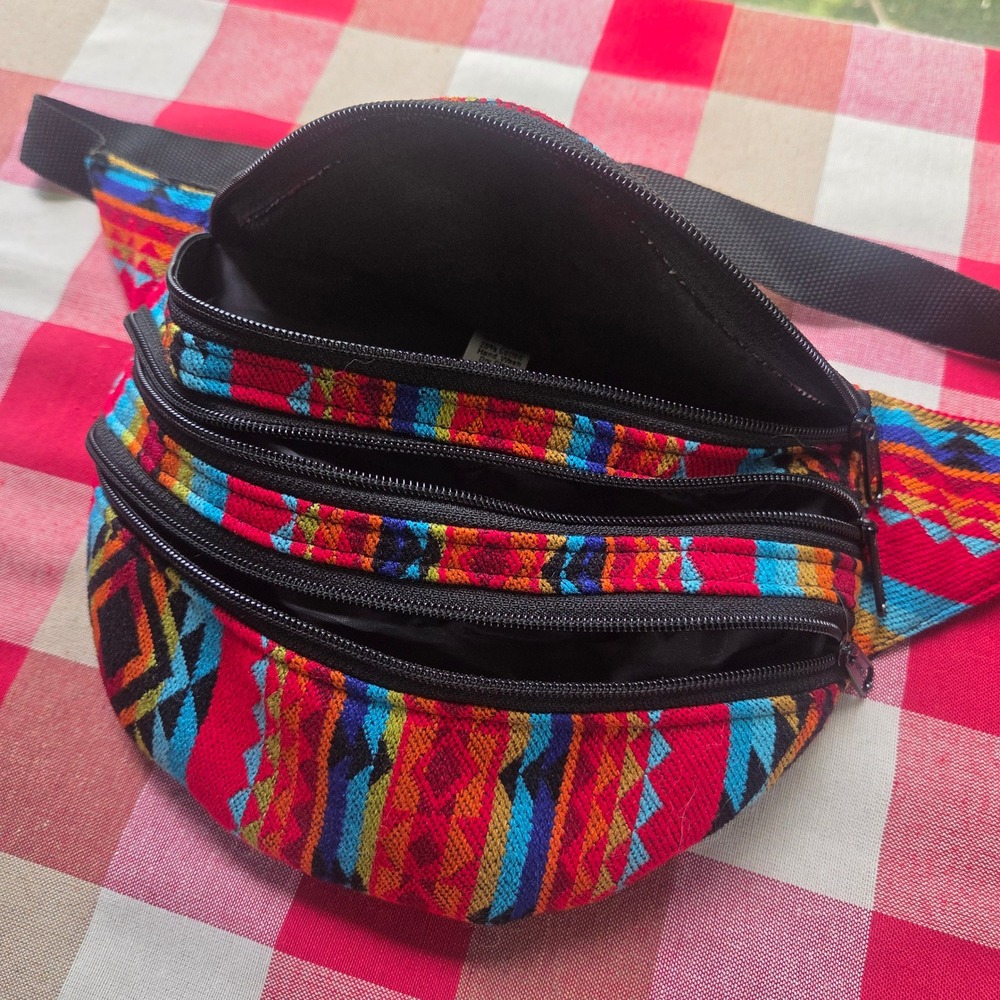 Multicolor Woven Festival Fanny Pack Boho Southwestern Hip Bag Tribal Print